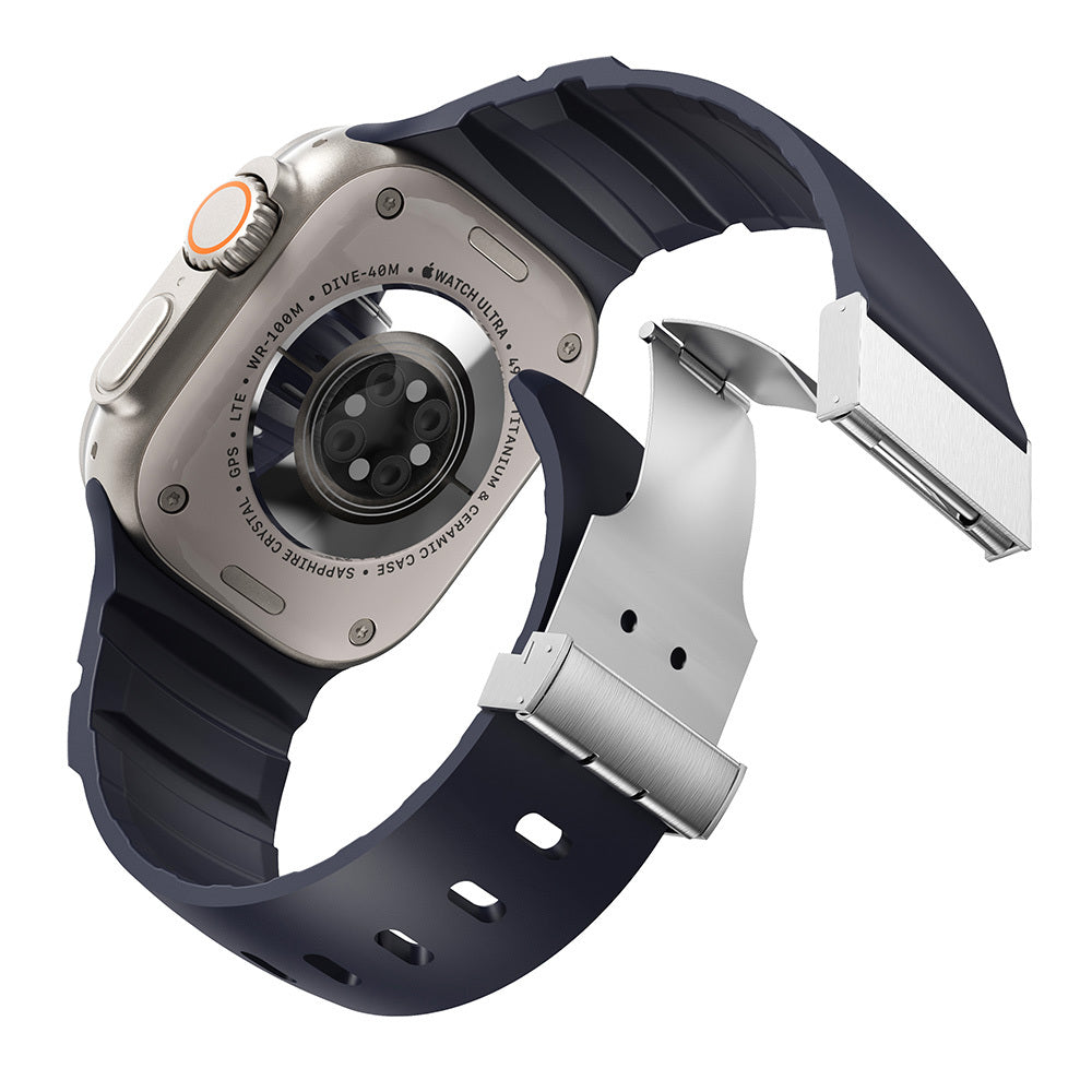 Apple Watch 7 45mm Zore KRD-145 Metal Buckle Silicone Band Starlight 