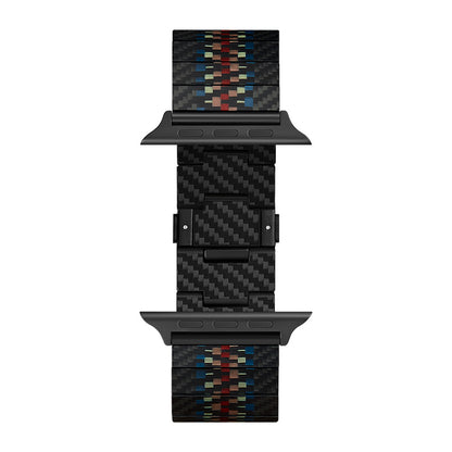 Apple Watch Serisi Uyumlu Aramid Fiber ve Karbon Fiber Pitaka Modern Serisi Rhapsody Universal Kordon Siyah