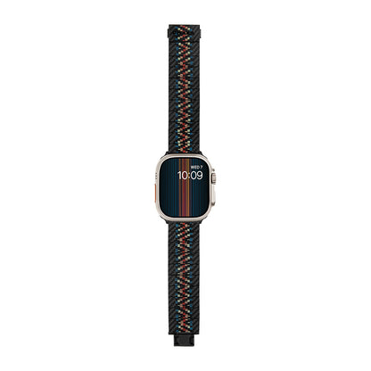 Apple Watch Serisi Uyumlu Aramid Fiber ve Karbon Fiber Pitaka Modern Serisi Rhapsody Universal Kordon Siyah