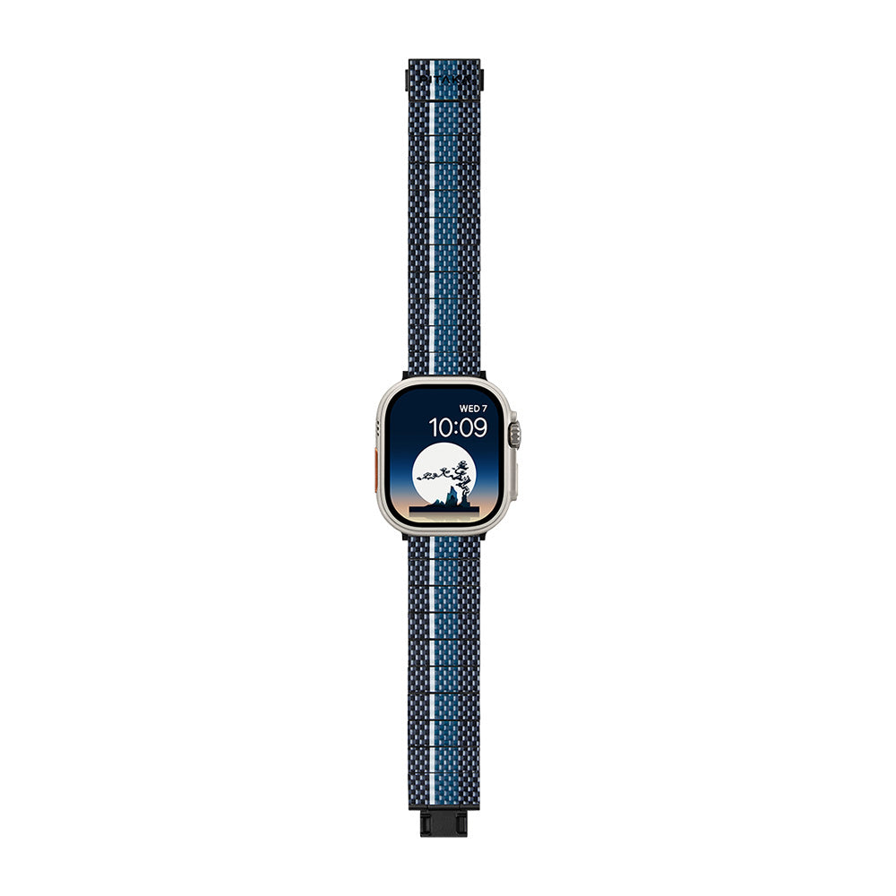 Apple Watch Serisi Uyumlu Aramid Fiber ve Karbon Fiber Pitaka Poetry of Things ChromaCarbon Serisi Moon Universal Kordon Siyah