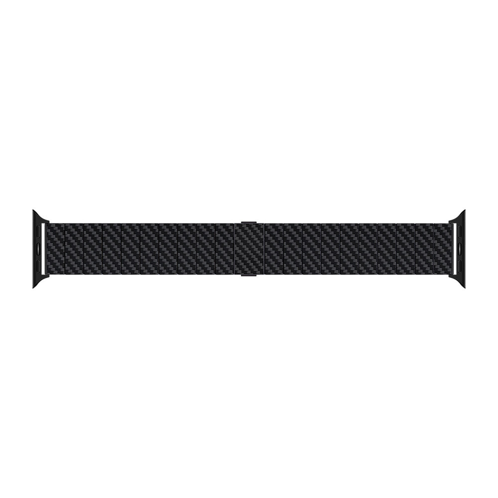 Apple Watch Serisi Uyumlu Karbon Fiber Pitaka Modern Serisi Black-Grey Twill Universal Kordon Siyah-Gri