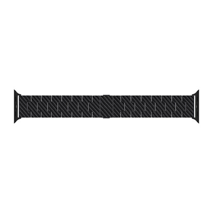 Apple Watch Serisi Uyumlu Karbon Fiber Pitaka Retro Serisi Black-Grey Twill Universal Kordon Siyah-Gri