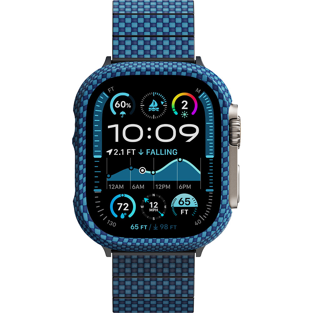 Apple Watch Ultra 49mm 600D Aramid Fiber Classic Serisi Kasa Koruyucu Pitaka Air Case Mavi