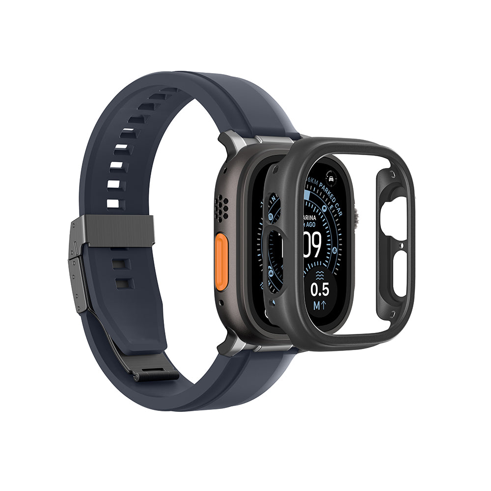 Apple Watch Ultra 49mm Amazingthing Radix Minimal FullGuard Sert PC Kasa ve Ekran Koruyucu Şeffaf