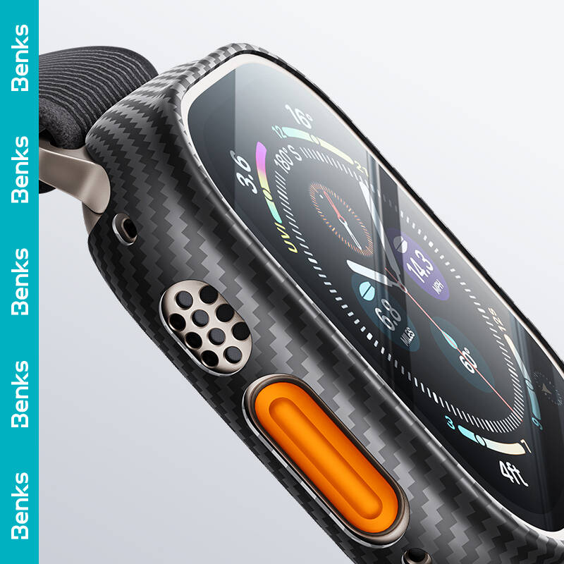 Apple Watch Ultra 49mm Benks 600D Kevlar Kasa Koruyucu Siyah