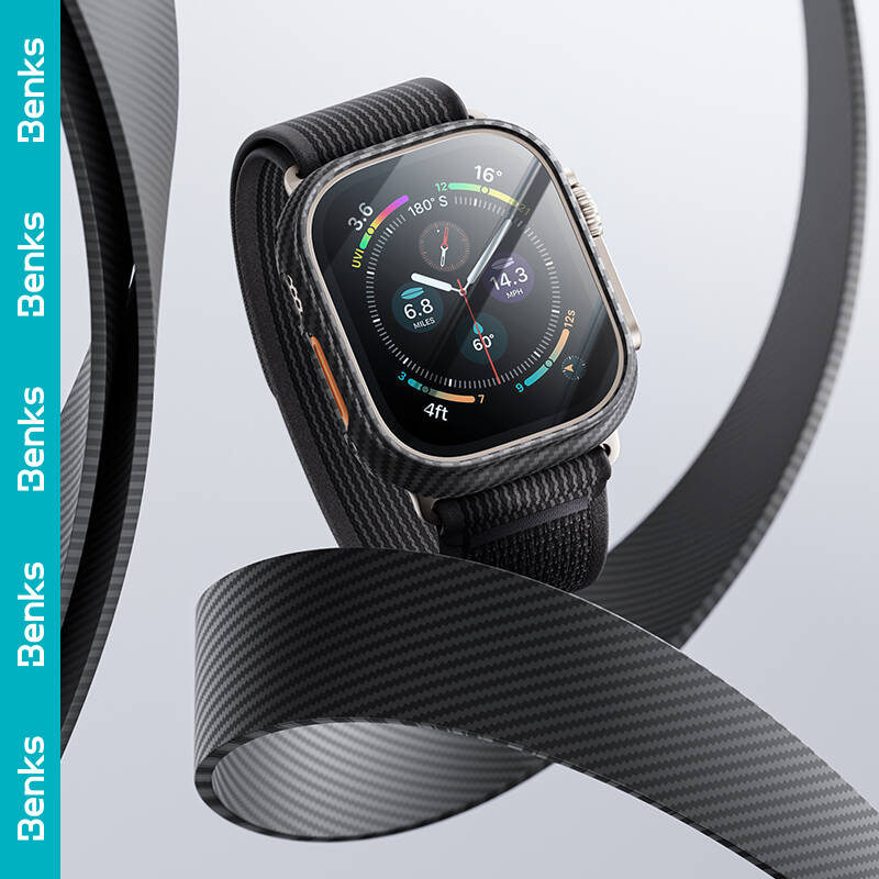 Apple Watch Ultra 49mm Benks 600D Kevlar Kasa Koruyucu Siyah