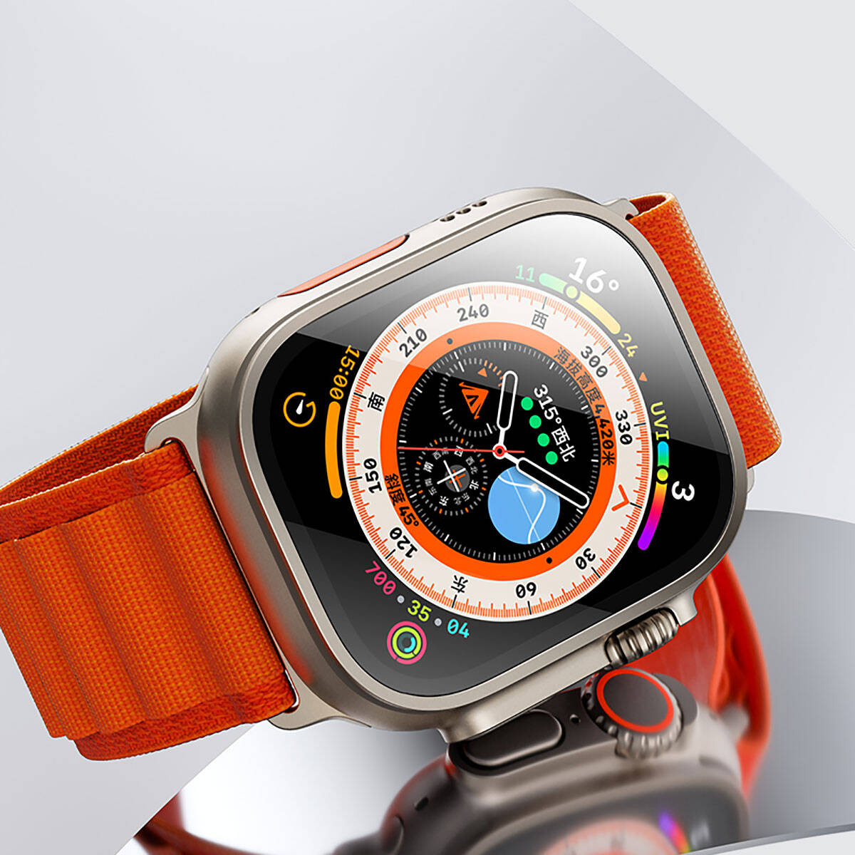 Apple Watch Ultra 49mm Benks Anti-Reflective Tempered Screen Protector with Easy Application Tool Colorless 