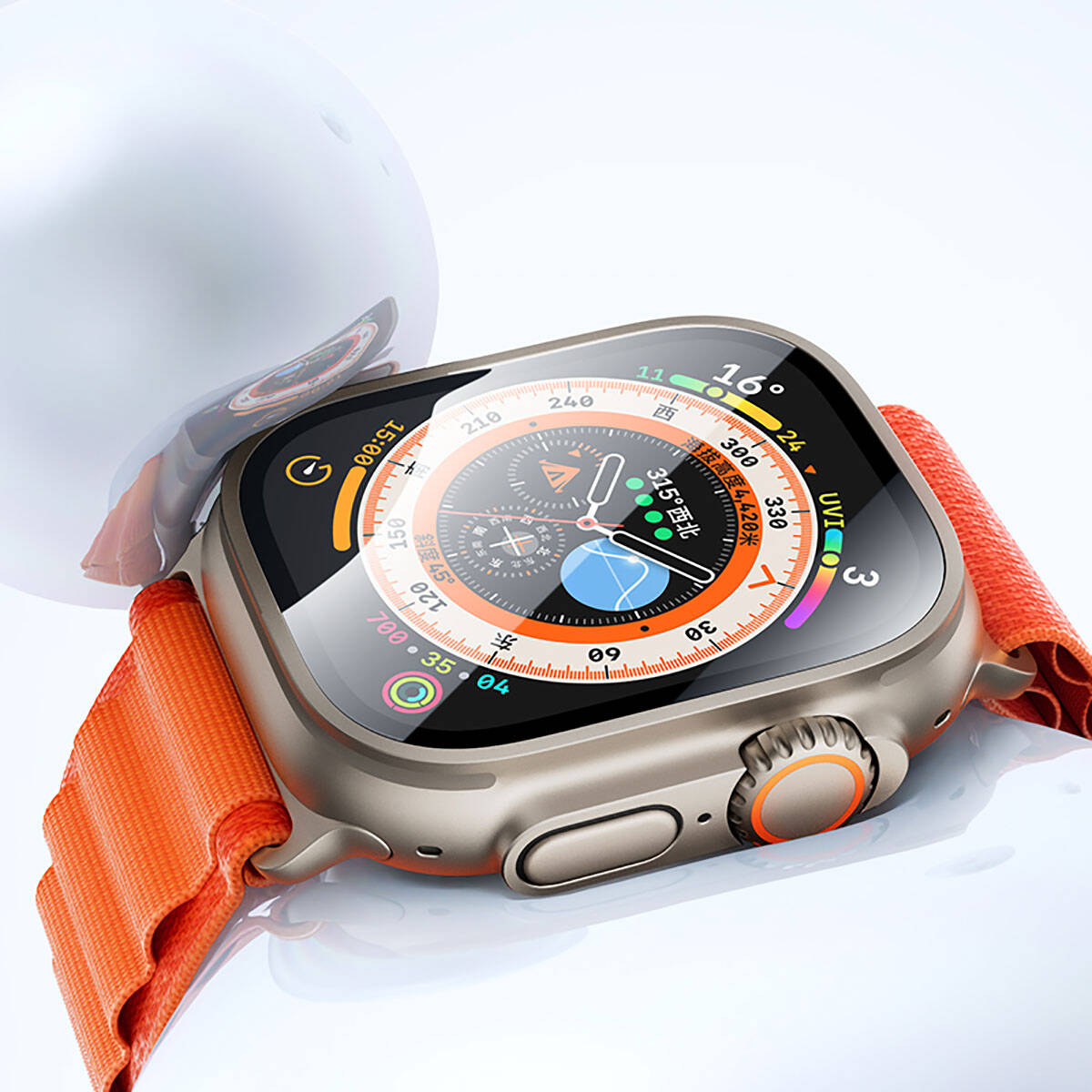 Apple Watch Ultra 49mm Benks Anti-Reflective Tempered Screen Protector with Easy Application Tool Colorless 