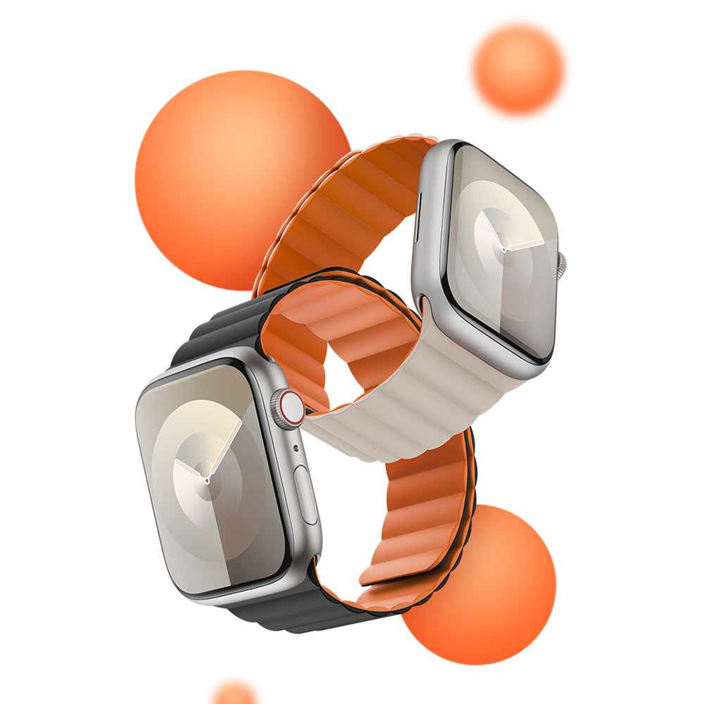 Apple Watch Ultra 49mm Benks Magnetik Tak Çıkar Silikon Strap Kayış Starlight-Turuncu
