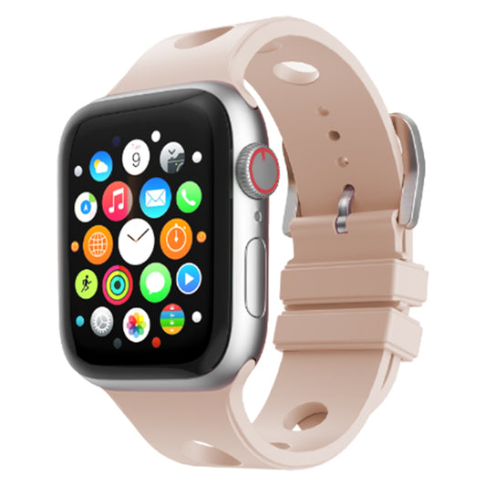 Apple Watch Ultra 49mm Delikli Tasarım Zore KRD-147 Silikon Kordon Kum Pembe