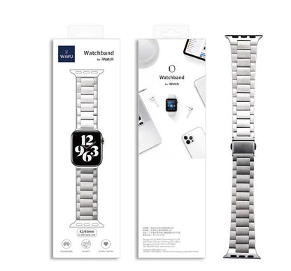 Apple Watch Ultra 49mm Kordon Wiwu Ultra Thin Steel Belt Three Beads Metal Strap Kayış
