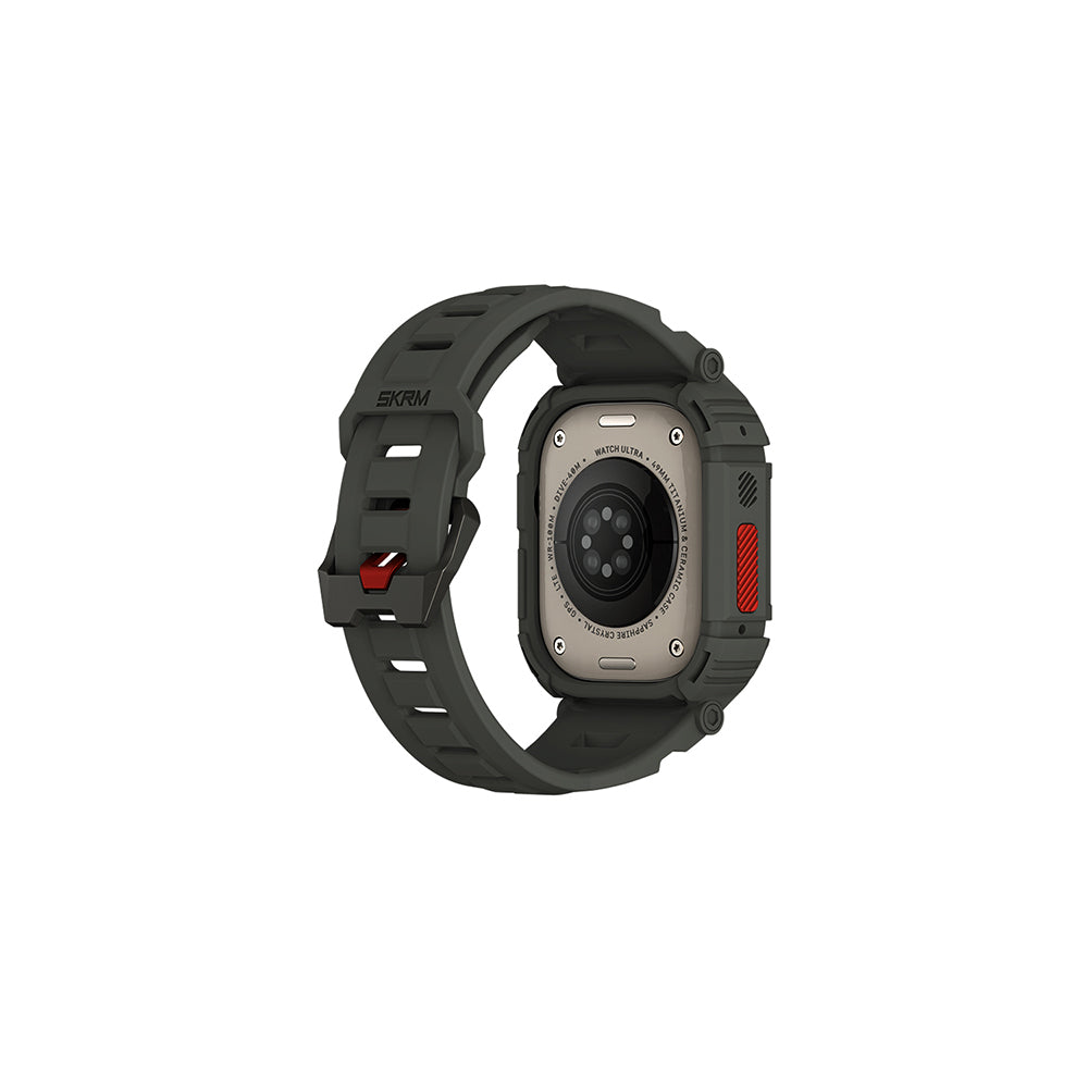 Apple Watch Ultra 49mm Skinarma Mecha 2in1 TPU Kasa Koruyucu + Silikon Kordon Lacivert