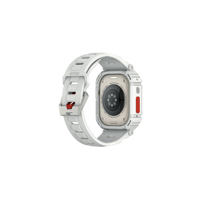 Apple Watch Ultra 49mm Skinarma Mecha 2in1 TPU Kasa Koruyucu + Silikon Kordon Açık Gri