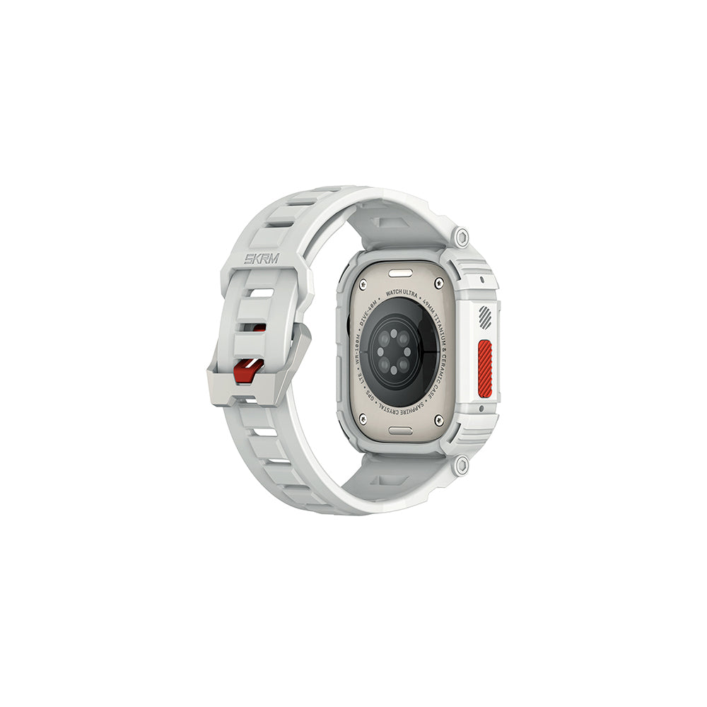 Apple Watch Ultra 49mm Skinarma Mecha 2in1 TPU Kasa Koruyucu + Silikon Kordon Lacivert