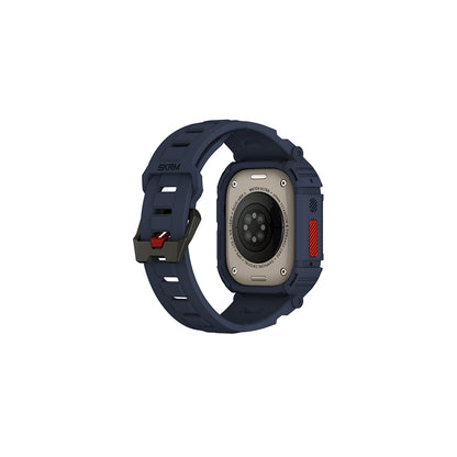 Apple Watch Ultra 49mm Skinarma Mecha 2in1 TPU Kasa Koruyucu + Silikon Kordon Lacivert