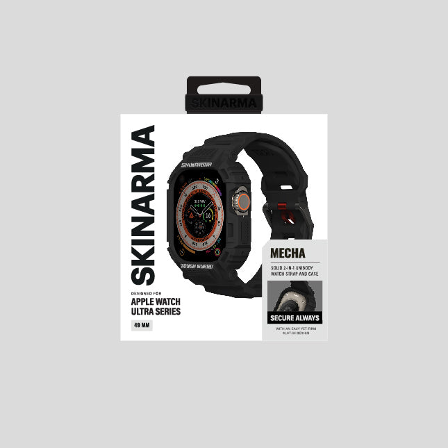 Apple Watch Ultra 49mm Skinarma Mecha 2in1 TPU Kasa Koruyucu + Silikon Kordon Açık Gri