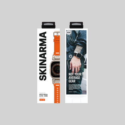 Apple Watch Ultra 49mm SkinArma Titon Serisi Hava Alabilen Delikli Silikon Kordon Turuncu