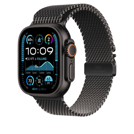 Apple Watch Ultra 49mm Zore KRD-100 Titanyum Hasır Kordon Siyah-Titanyum