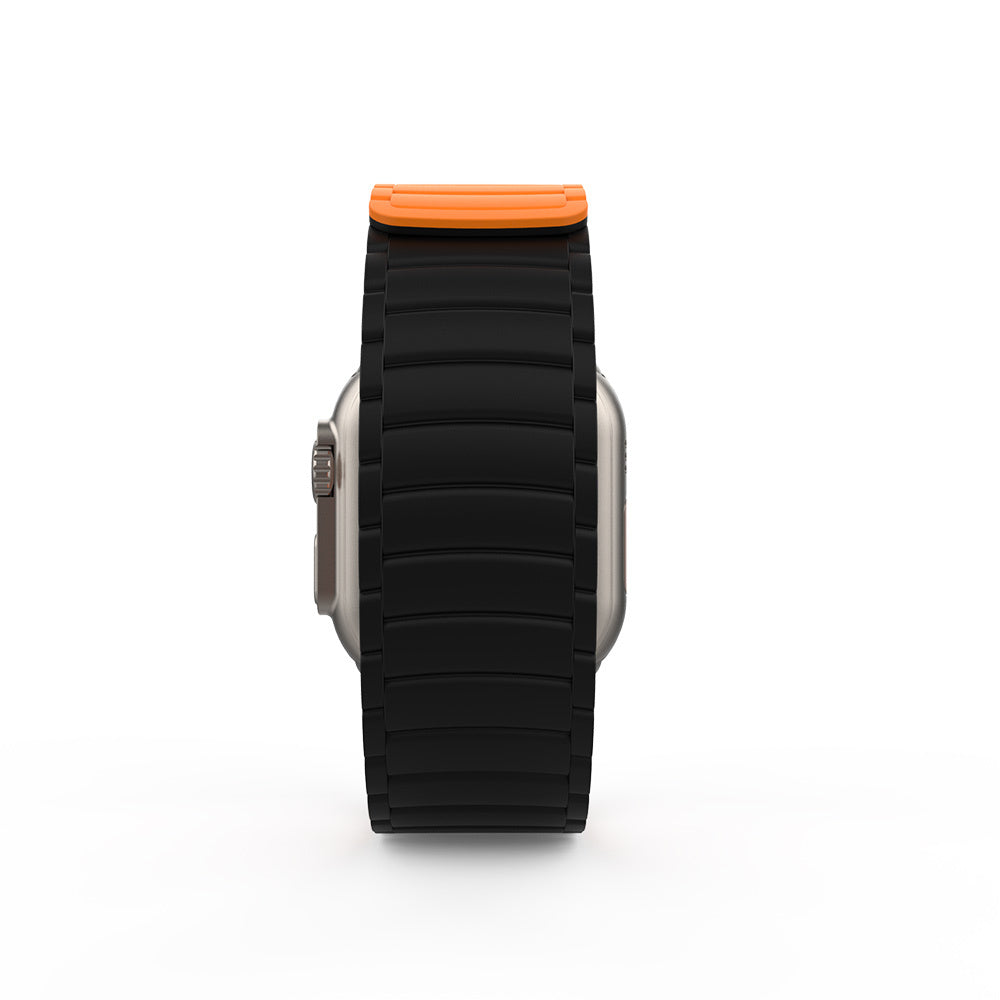 Apple Watch Ultra 49mm Zore KRD-122 Silikon Kordon Strap Kayış Siyah-Turuncu