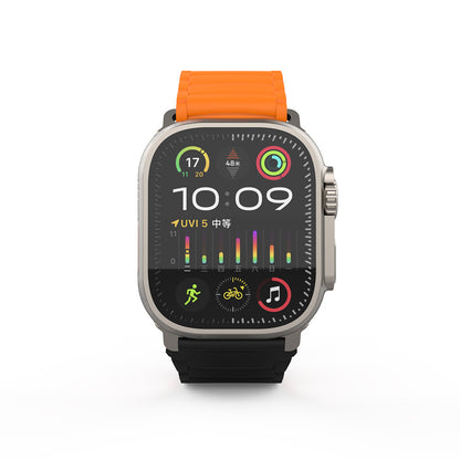 Apple Watch Ultra 49mm Zore KRD-122 Silikon Kordon Strap Kayış Siyah-Turuncu