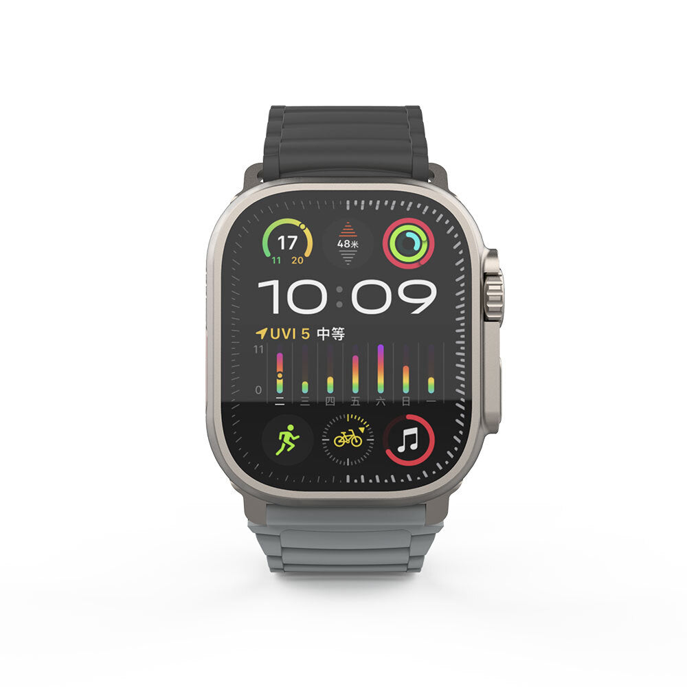 Apple Watch Ultra 49mm Zore KRD-122 Silikon Kordon Strap Kayış Siyah-Turuncu