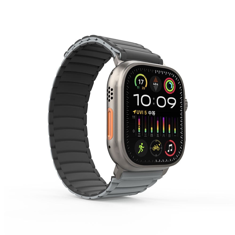 Apple Watch Ultra 49mm Zore KRD-122 Silikon Kordon Strap Kayış Siyah-Turuncu