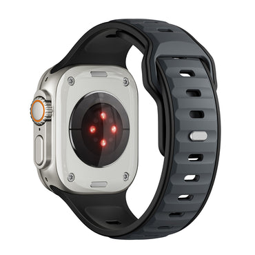 Apple Watch Ultra 49mm Zore KRD-135 Silikon Kordon Strap Kayış Gümüş-Siyah