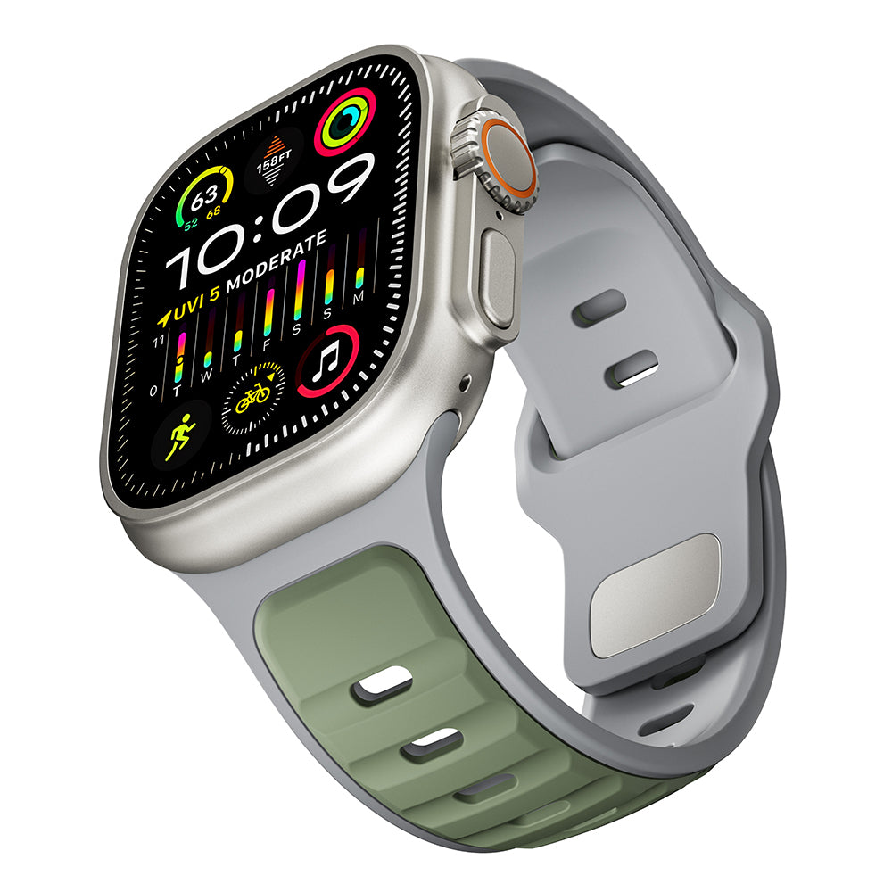 Apple Watch Ultra 49mm Zore KRD-135 Silikon Kordon Strap Kayış Açık Yeşil-Gri