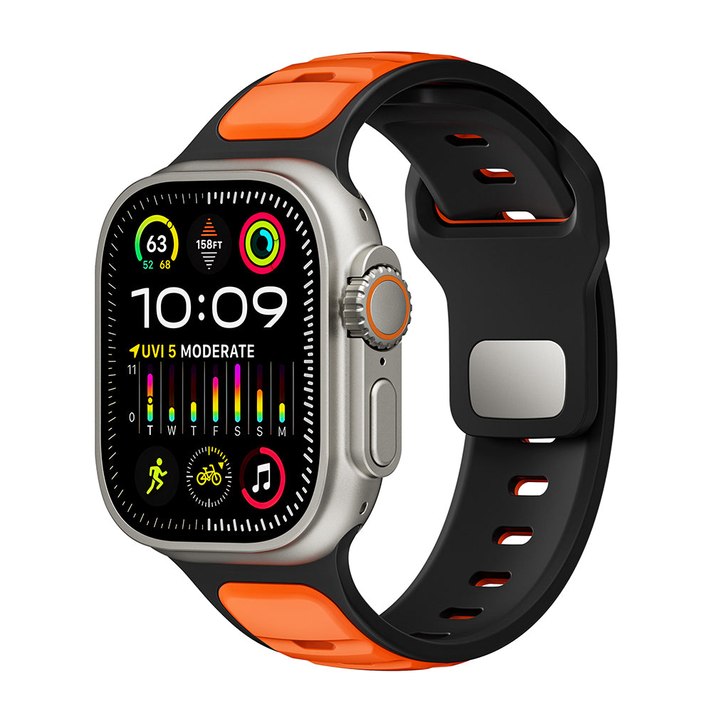 Apple Watch Ultra 49mm Zore KRD-135 Silikon Kordon Strap Kayış Siyah-Turuncu