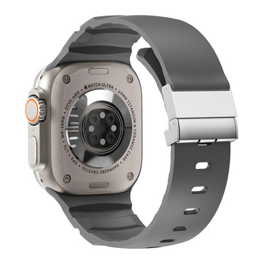 Apple Watch Ultra 49mm Zore KRD-145 Metal Tokalı Silikon Kordon Starlight