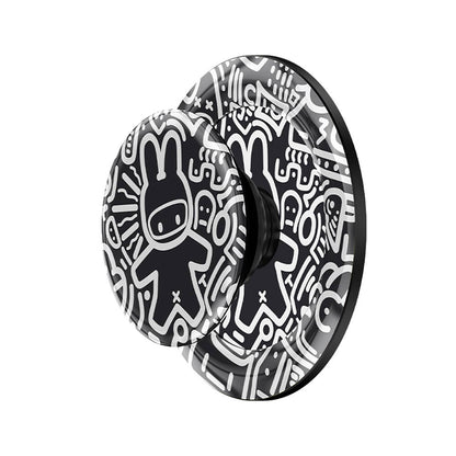 Benks Black and White Bunny Tasarımlı Magnetik Pop Soket Stand Siyah