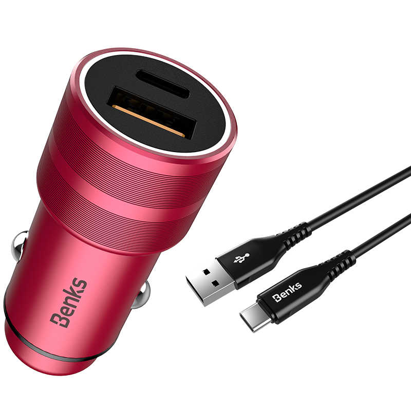 Benks C28 Fast Charging PD Araç Şarj Aleti Gri