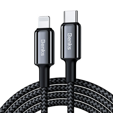 Benks D43 Type-C to Lightning PD Hızlı Şarj ve Data Kablo 480Mbps 1.2 Metre Siyah