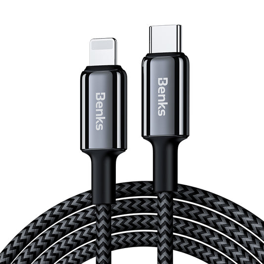 Benks D43 Type-C to Lightning PD Hızlı Şarj ve Data Kablo 480Mbps 2 Metre Siyah