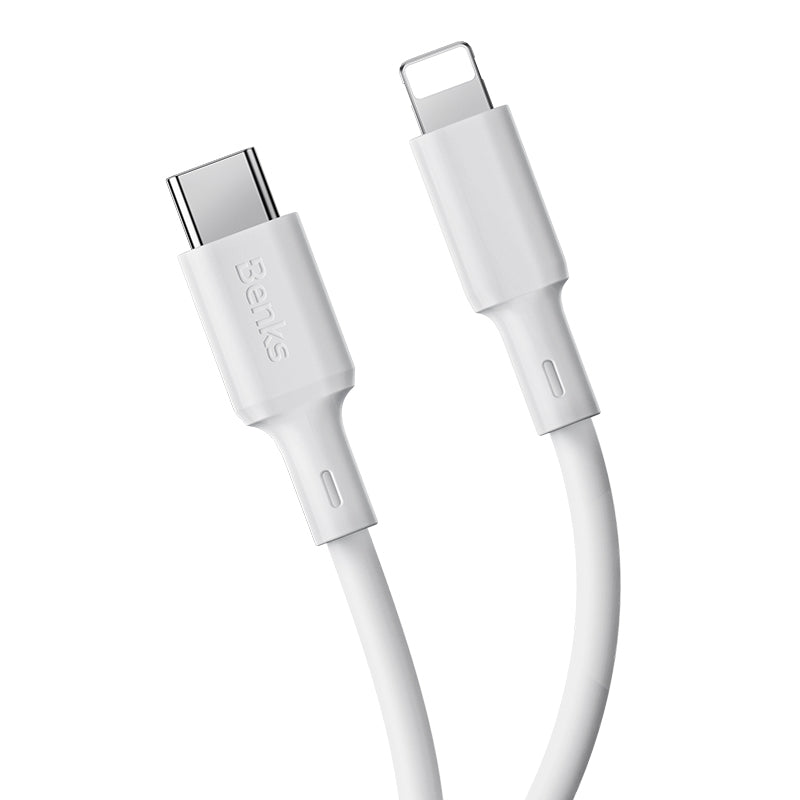 Benks D45 Type-C to Lightning PD Hızlı Şarj ve Data Kablo 480Mbps 1.2 Metre Beyaz