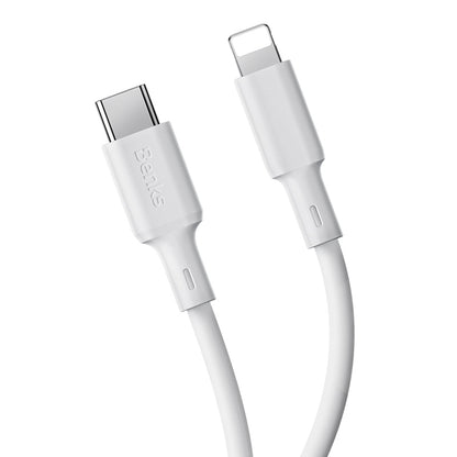 Benks D45 Type-C to Lightning PD Hızlı Şarj ve Data Kablo 480Mbps 1.2 Metre Beyaz