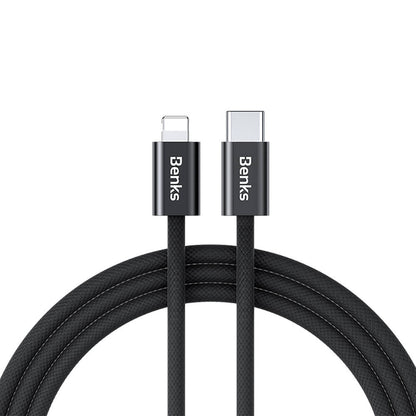 Benks D46 Type-C to Lightning PD 3.0 Örgülü Şarj ve Data Kablosu 60W 1 Metre Siyah