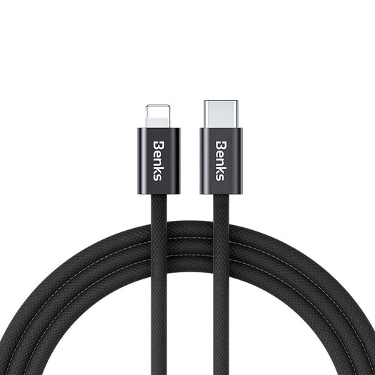 Benks D46 Type-C to Lightning PD 3.0 Örgülü Şarj ve Data Kablosu 60W 1 Metre Siyah
