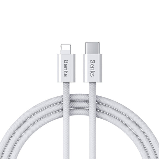 Benks D46 Type-C to Lightning PD 3.0 Örgülü Şarj ve Data Kablosu 60W 2 Metre Beyaz