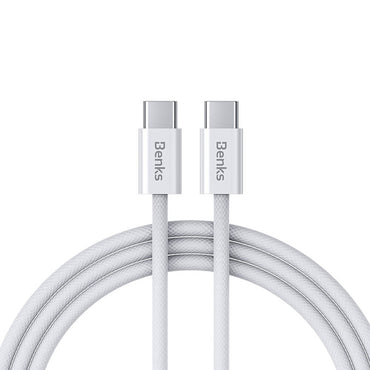 Benks D46 Type-C to Type-C PD 3.0 Örgülü Şarj ve Data Kablosu 60W 1 Metre Beyaz