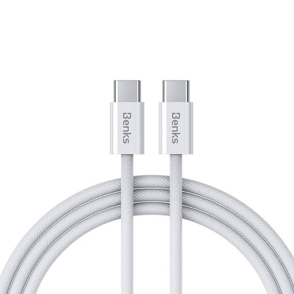 Benks D46 Type-C to Type-C PD 3.0 Örgülü Şarj ve Data Kablosu 60W 1 Metre Beyaz