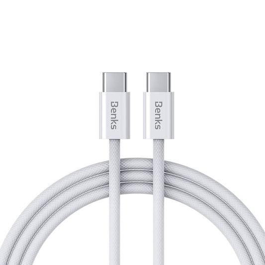 Benks D46 Type-C to Type-C PD 3.0 Örgülü Şarj ve Data Kablosu 60W 1 Metre Beyaz