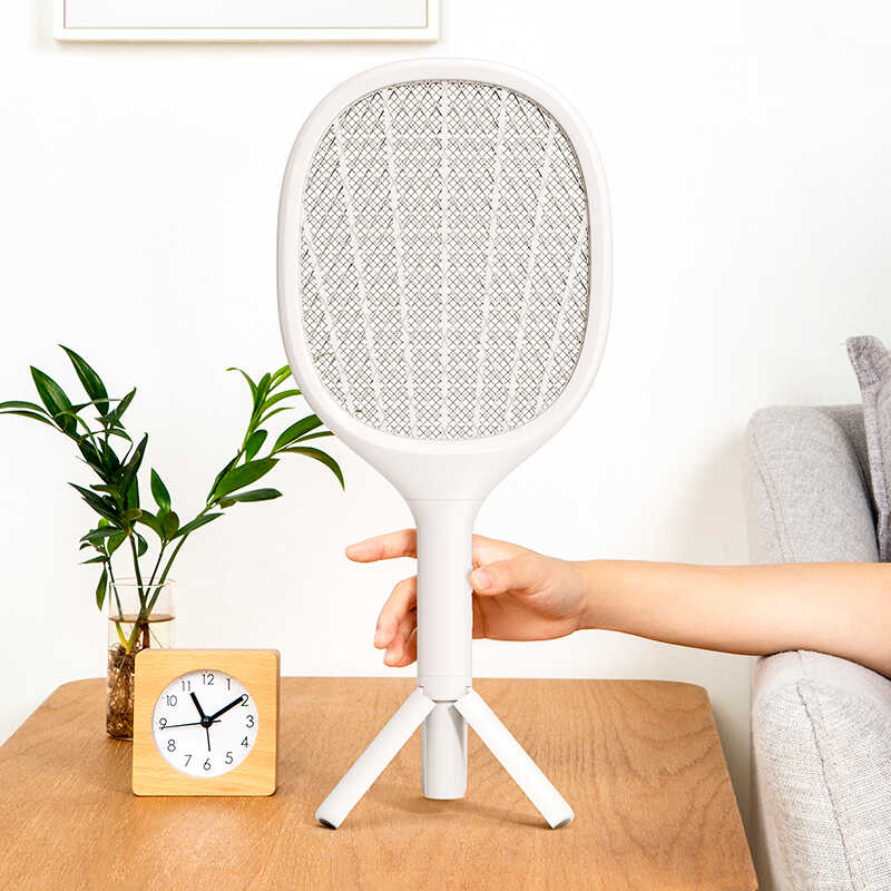 Benks DW01 Electric Stand and Illuminated Fly Repellent Racket White