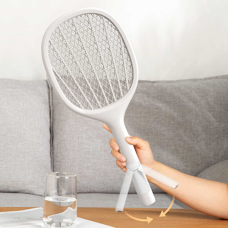 Benks DW01 Electric Stand and Illuminated Fly Repellent Racket White
