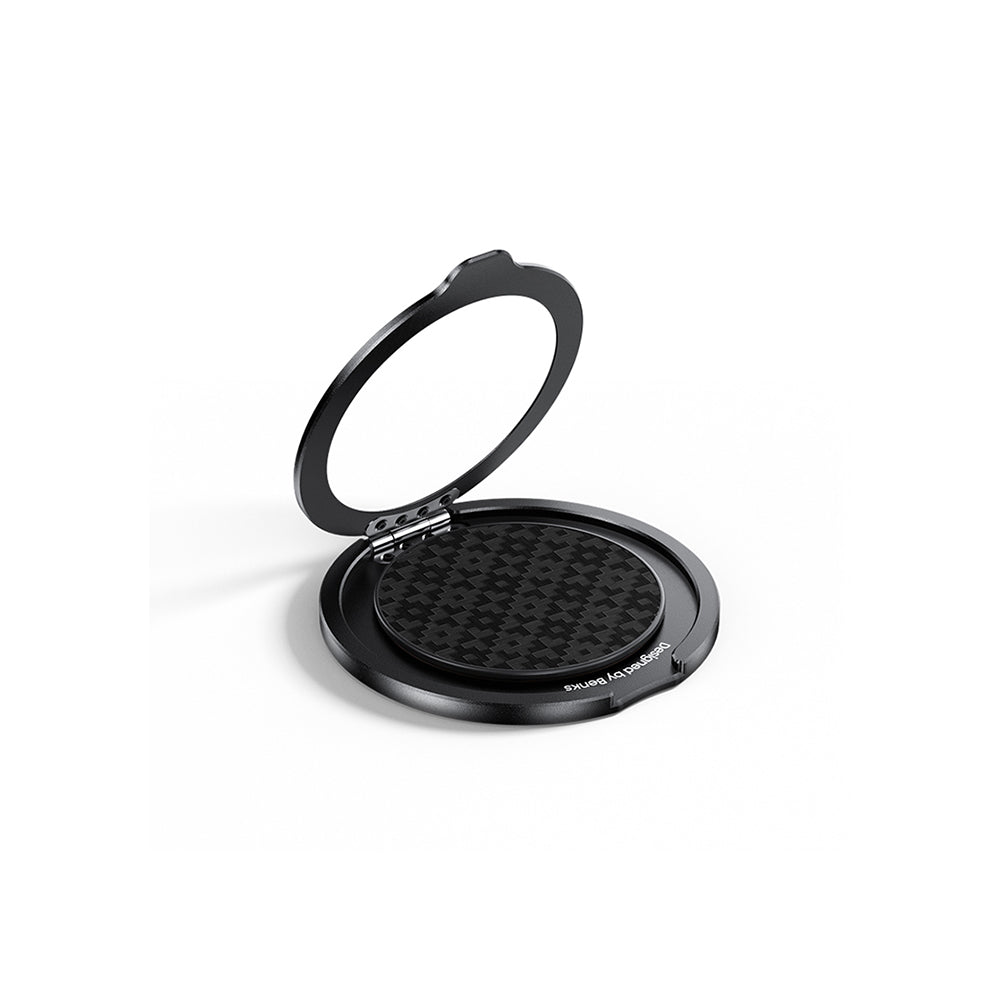 Benks L56 Magnetic 360 Degree Rotating ArmorPop Kevlar Design Finger Ring Stand Black 