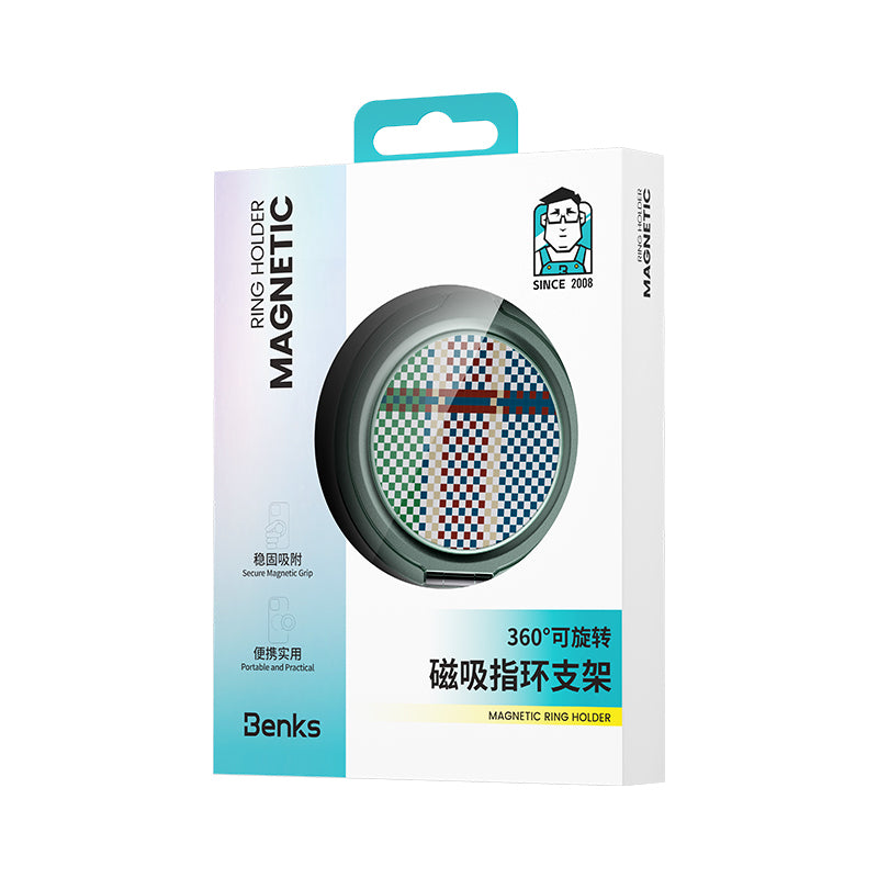Benks Magnetic 360 Degree Rotatable Passion Green 600D Kevlar Design Finger Ring Stand Green