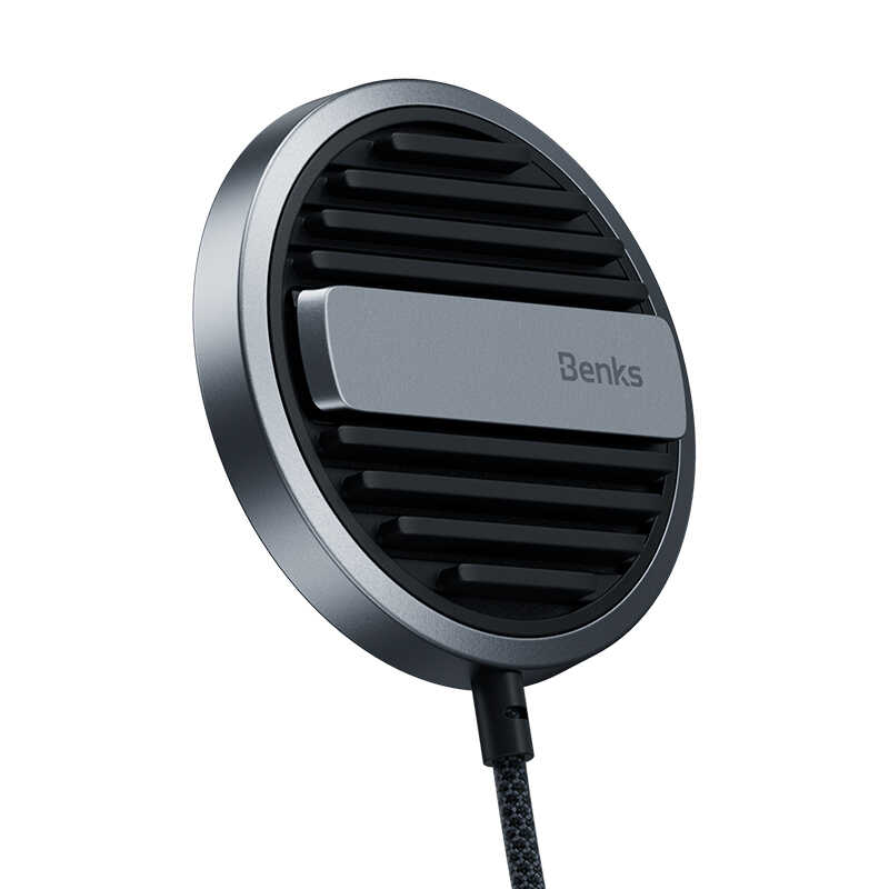 Benks MFM01 MFI Sertifikalı Standlı 15W Hızlı Şarj Özellikli M-safe PD Wireless Şarj Aleti Siyah