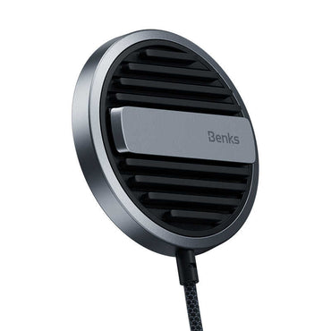 Benks MFM01 MFI Sertifikalı Standlı 15W Hızlı Şarj Özellikli M-safe PD Wireless Şarj Aleti Siyah