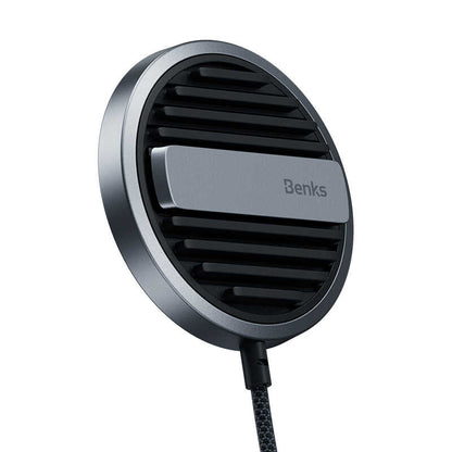 Benks MFM01 MFI Sertifikalı Standlı 15W Hızlı Şarj Özellikli M-safe PD Wireless Şarj Aleti Siyah