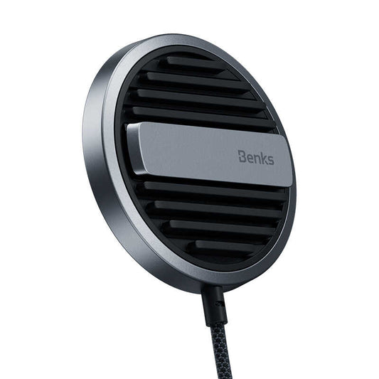 Benks MFM01 MFI Sertifikalı Standlı 15W Hızlı Şarj Özellikli M-safe PD Wireless Şarj Aleti Siyah